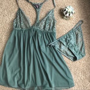 Green VS Babydoll Lingerie Set